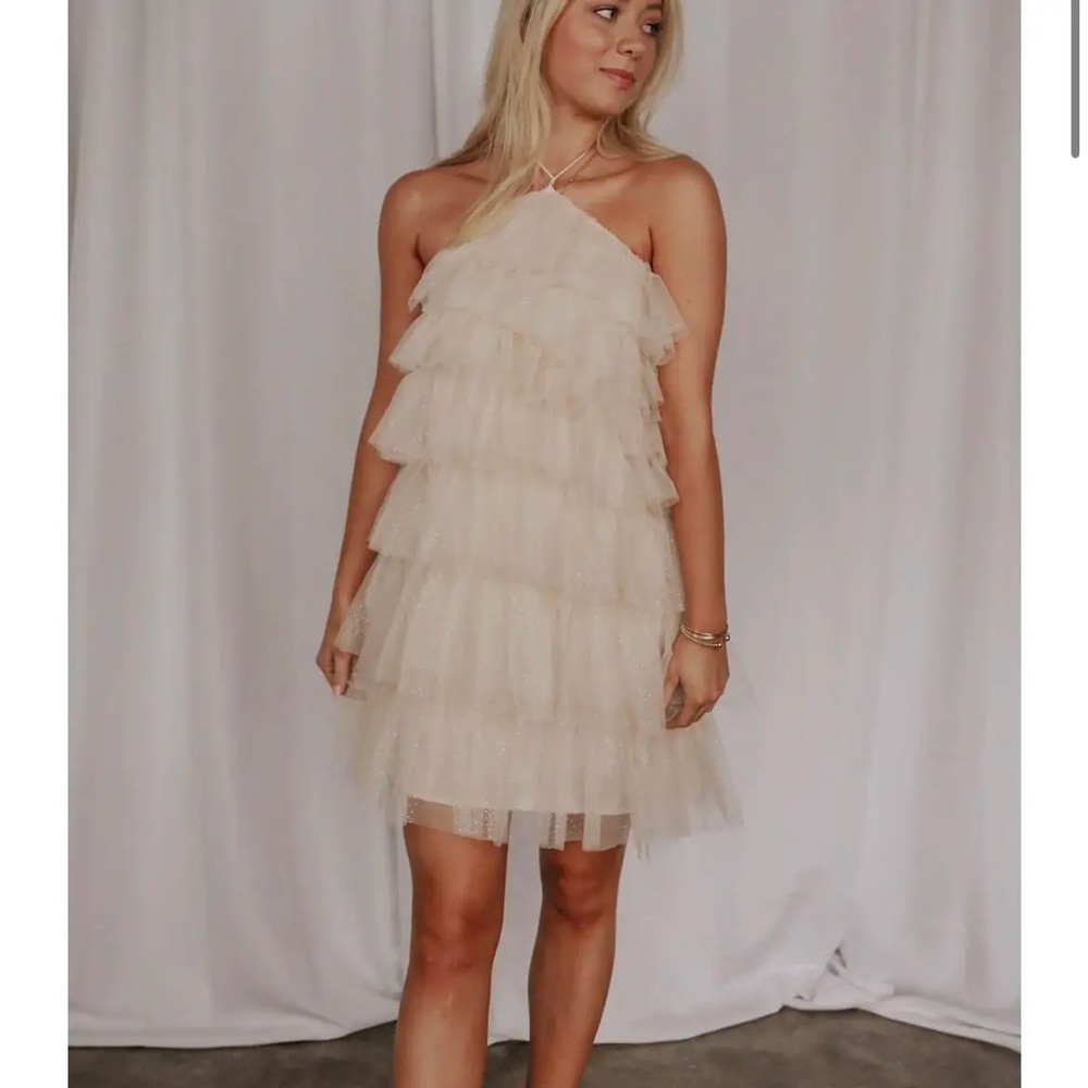 Asymmetrical Sparkle Ruffle Dress